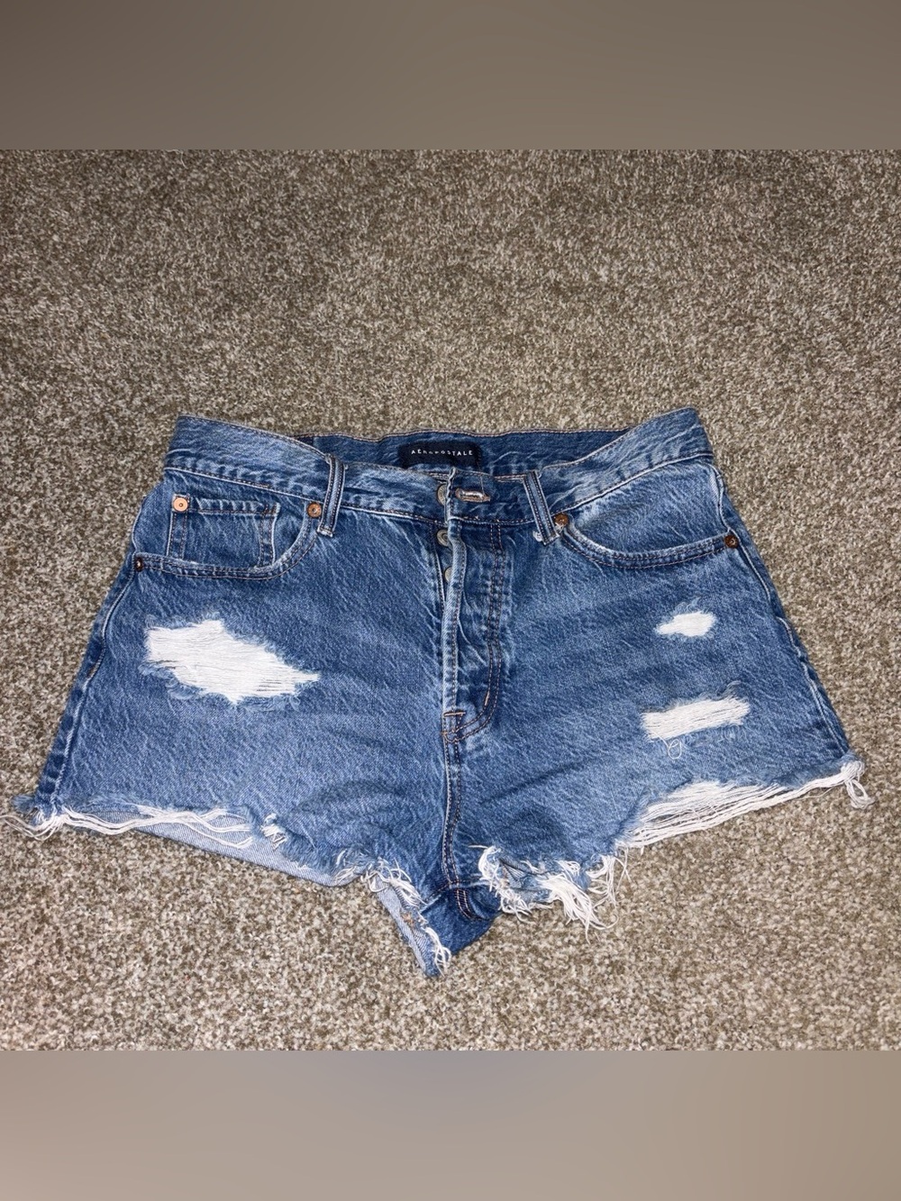 Aeropostale Distressed Denim Jean Shorts - Blue